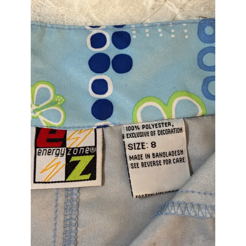 Y2K Energy Zone Girls Blue Floral Geometric‎ Board Shorts Swim Trunks Size 8
